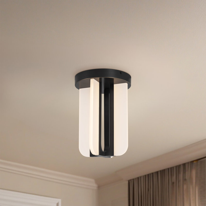 Anders 8-in Black dimmable LED Semi-Flush Mount, Oil Rubbed Bronze