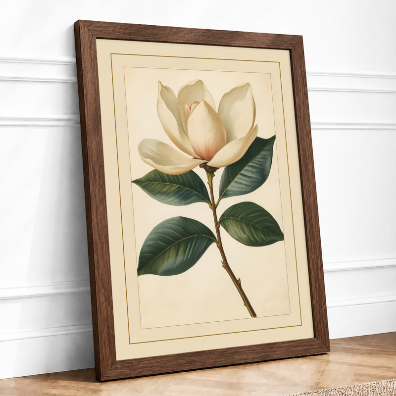 Magnolia in Bloom Botanical - Framed Print, Walnut, A3 - 42.0 x 29.7 cm
