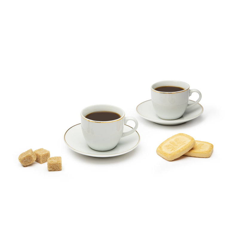Gold Porcelain Espresso Cup and Saucer