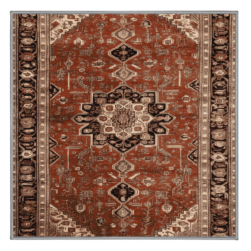 Tapis brun lavable à la machine, Carré 6 pi