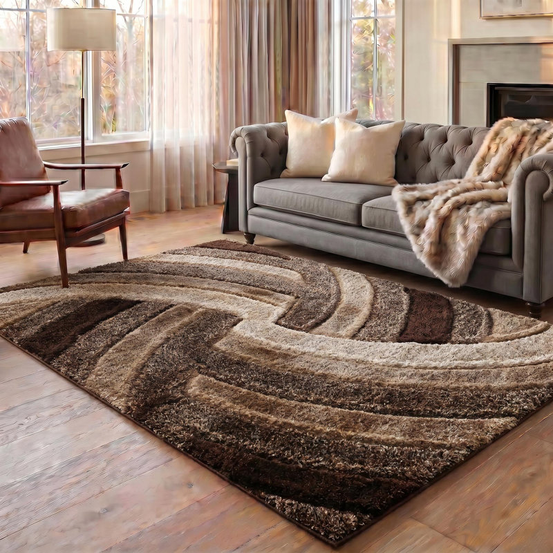 Frio Brown/Beige Shaggy Indoor Rug, Rectangle 120 x 170cm