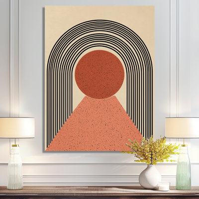 Vintage Orange And Black Vortex - Midcentury Modern Wall Art, Orange Mid-Century Modern Canvas Print