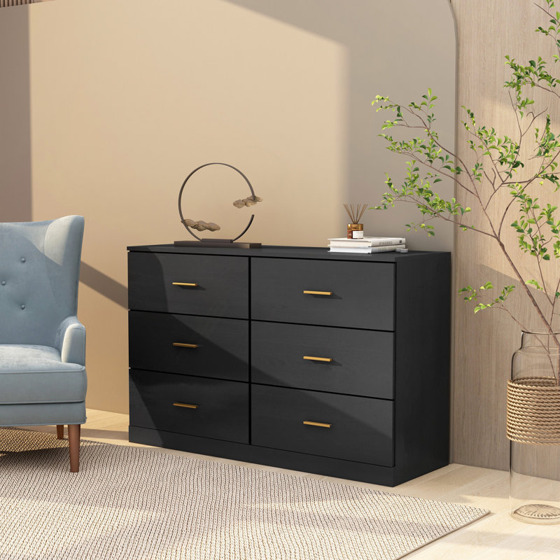 Commode 6 tiroirs Nergizli, Noir