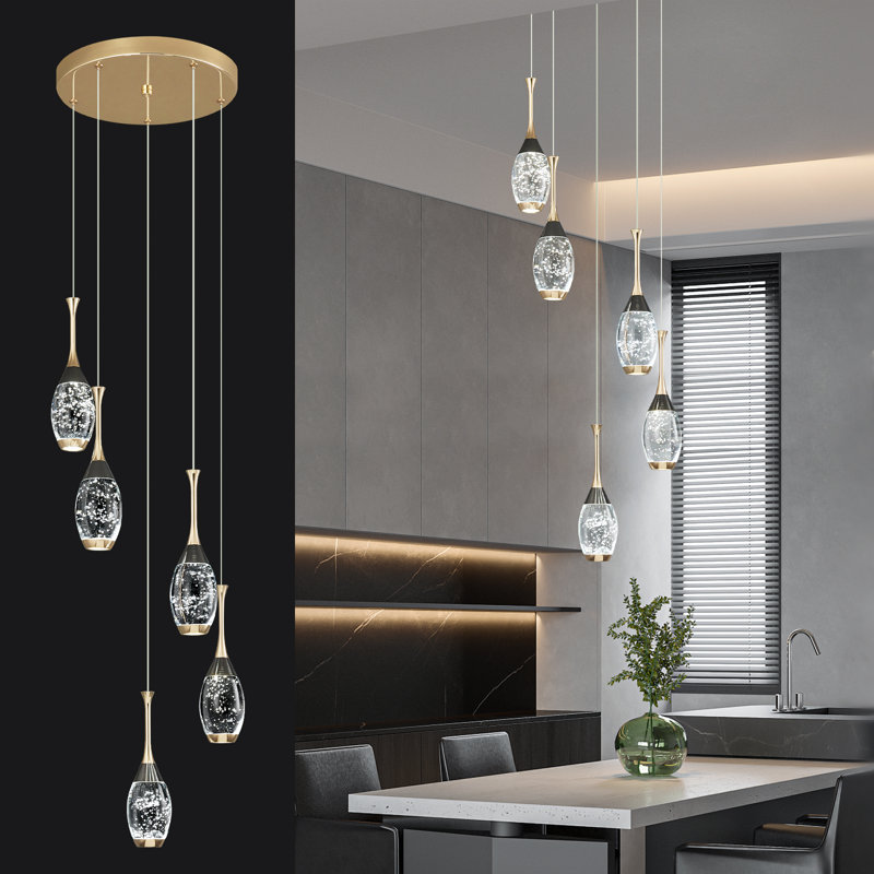 Luminaire suspendu en cristal Illona Mini, 5 lumières