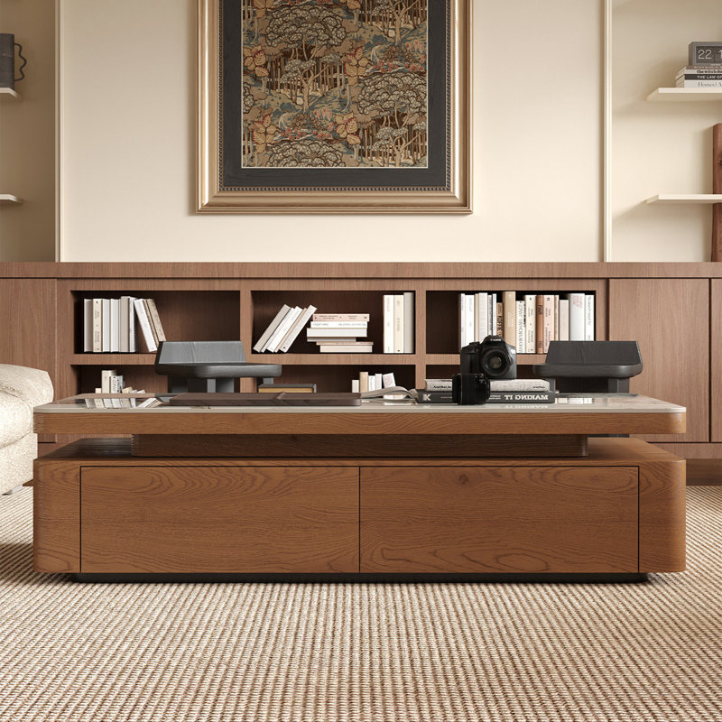 Medieval-style rectangular stone slab coffee table, 15.7" H x 39.4" W x 19.7" D