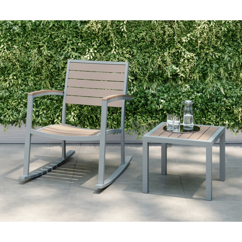 Table d'appoint extérieure carrée L 20 po x l 20 po Eveleen, Moka, Argent