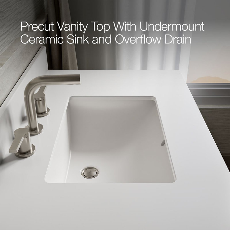 Kresla 36 In. Bathroom Vanity Cabinet With Sink And Quartz Top, Atmos Gray, Brushed Nickel