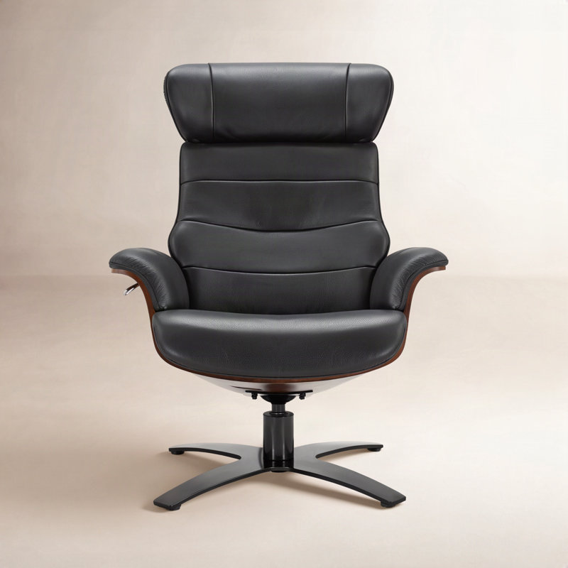 Dillon Leather Swivel Recliner, New York Midnight