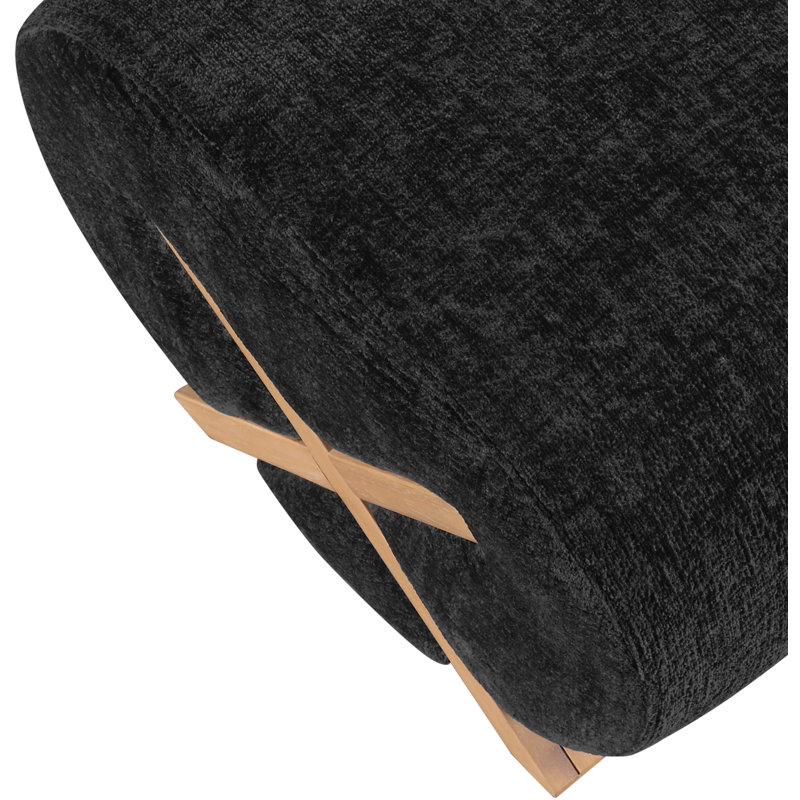 Repose-pieds Akira, Naturel, Tissu de polyester noir