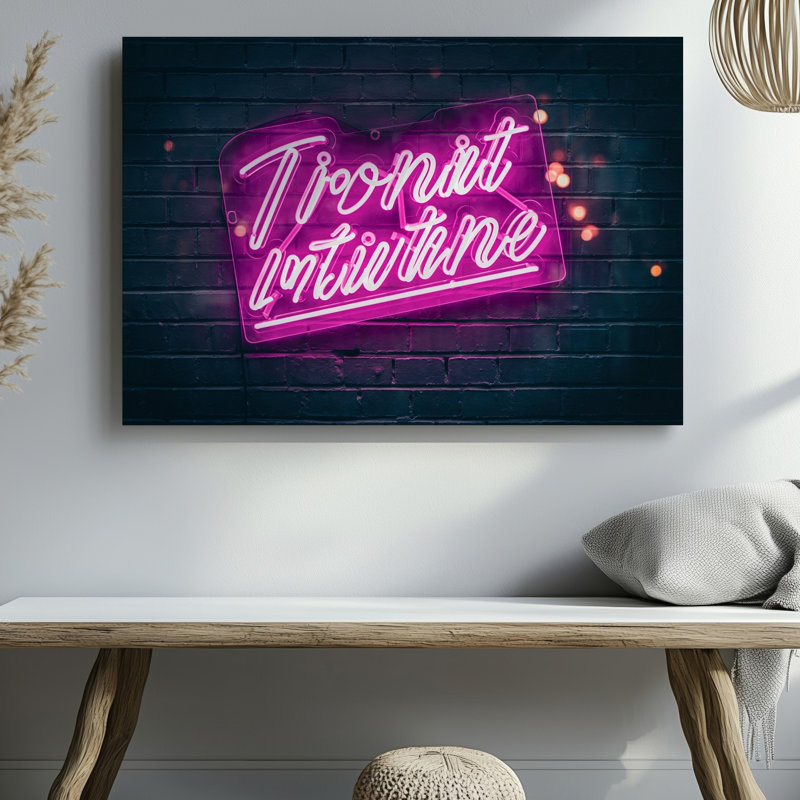 Toile, création d'une scène urbaine vibrante mettant en vedette une enseigne au néon incandescent affichant un texte de motivation en caractères gras
