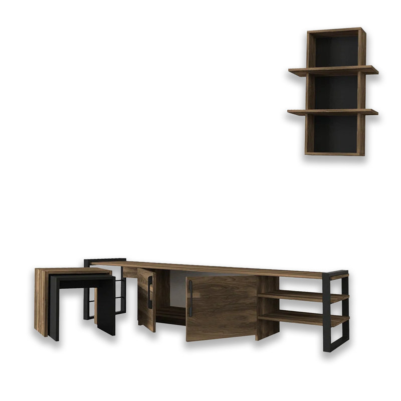 Multipurpose TV Stand For Tvs Up To 78'' With Nesting Tables And Wall Shelf