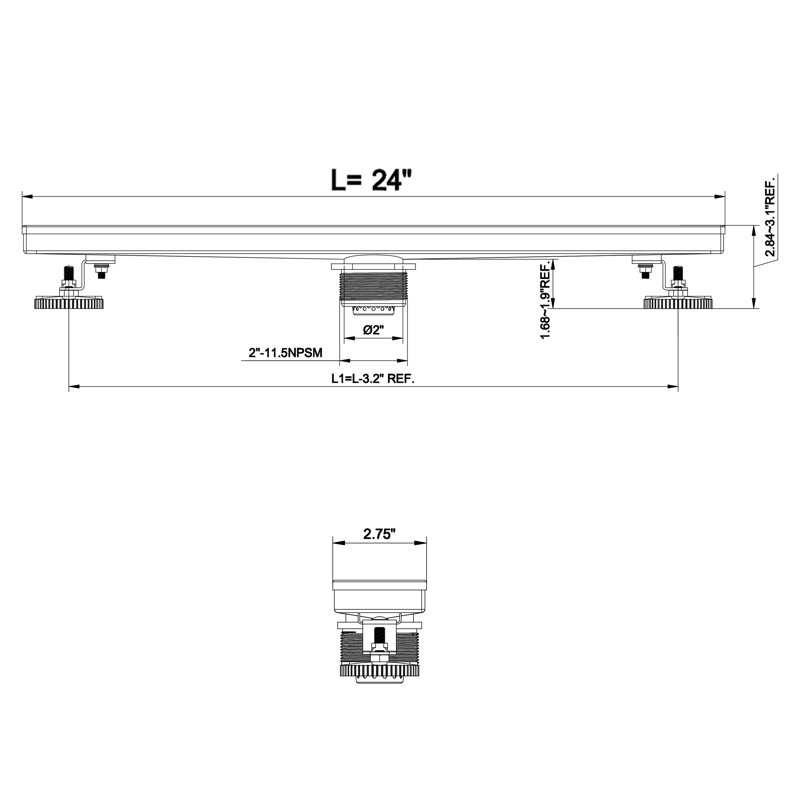 24'' W Linear Grid, Brushed