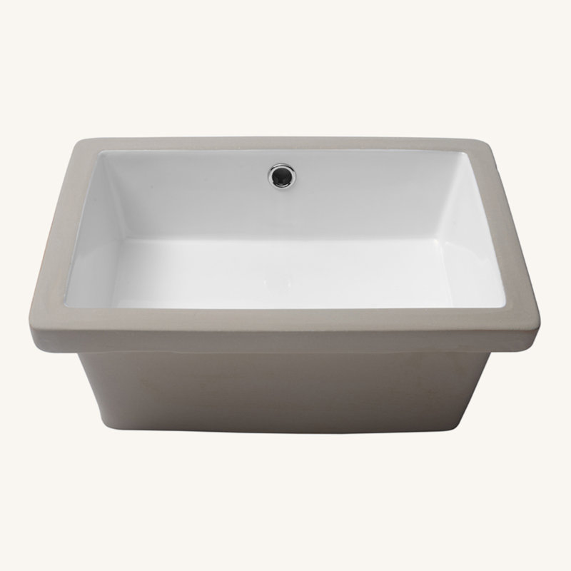Lavabo de salle de bain rectangulaire encastré en céramique 18 "x 12" blanc avec trop-plein