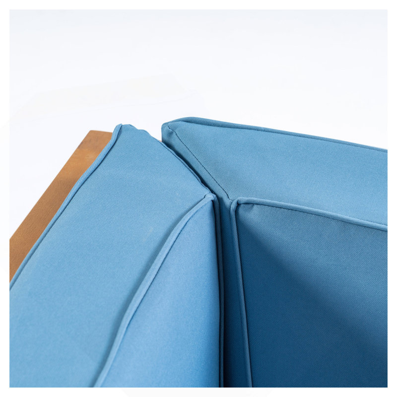 3-PIECE SOFA SET, BLUE, Blue, Wood