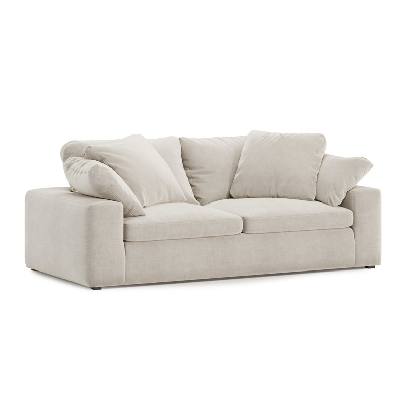 Upholstered 86'' Sofa, 84", Velvet Blush, Natural