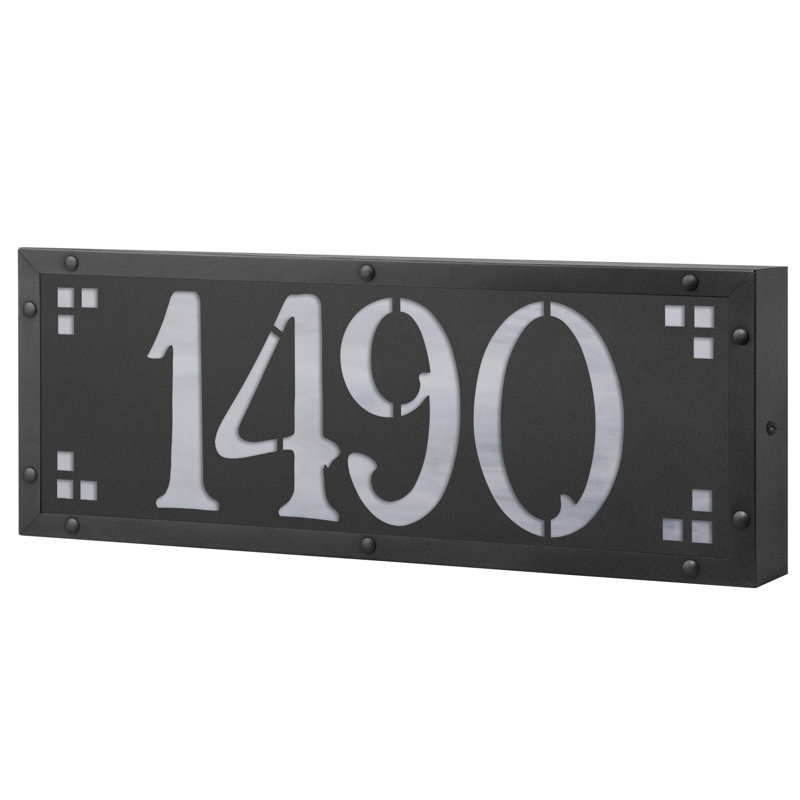 Plaque d'adresse murale personnalisable 120 V pour 4 numéros, Noir / blanc, Oui