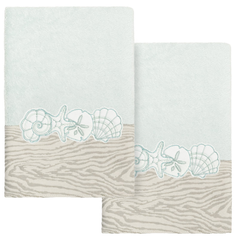 Ensemble de serviettes à main 100% coton turc 2 pièces SHELL ROW, Turquoise
