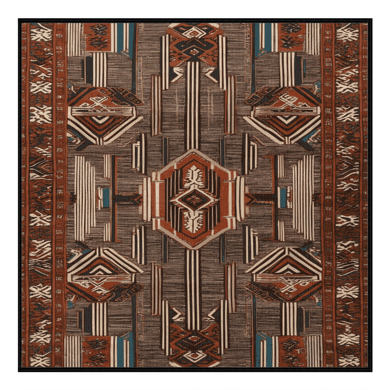 Tapis art déco brun lavable à la machine, Carré 6 pi