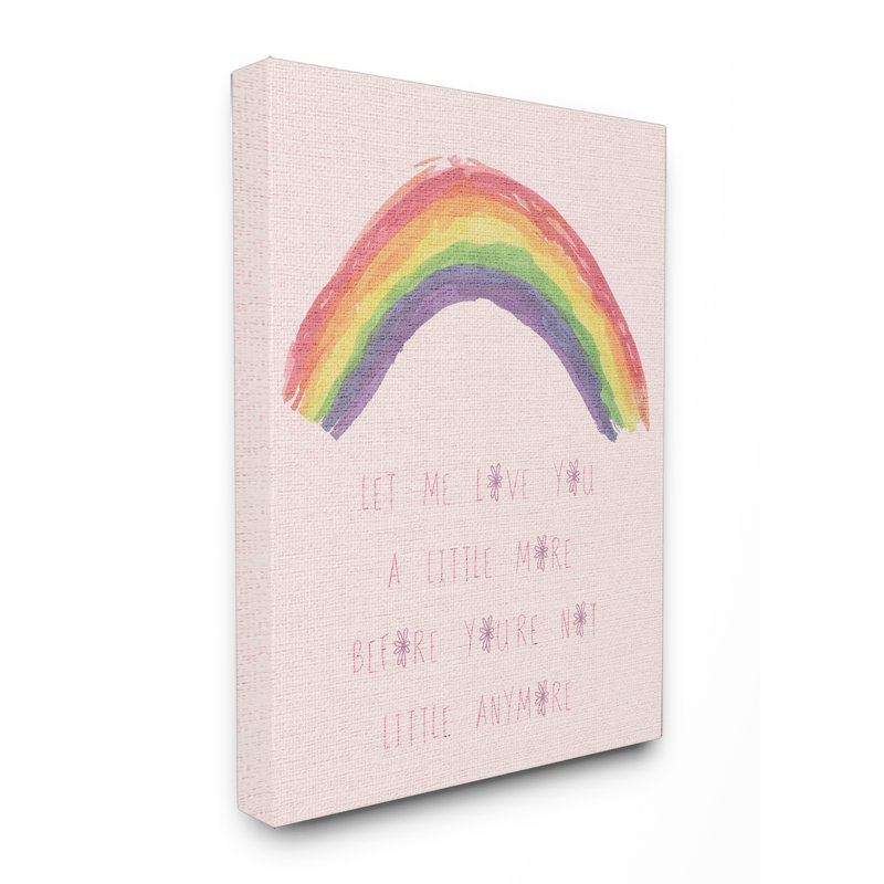 Art sur toile, « Love You a little more rose Rainbow », H 20 po x l 16 po, Toile