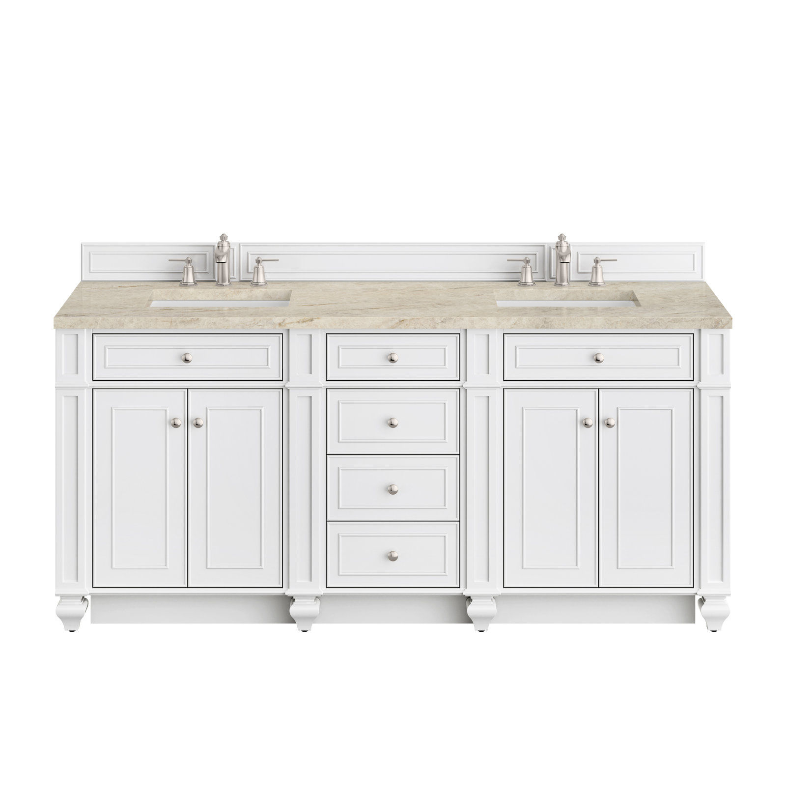 Calisto 72" Double Bathroom Vanity, Bright White, Tajnar Eclos, 8" Widespread