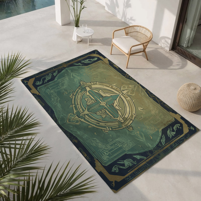 Tapis intérieur et extérieur Divine Compass, Rectangulaire 3 pi x 5 pi