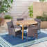 Cambriah 4 - Person Acacia Wicker Patio Dining Set with Round Table , Cushions Included