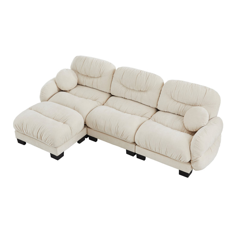 Compression Cozy Chenille Sectionals, Modern L Shape Ottoman For Home