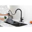 Robinet d'évier de cuisine en acier inoxydable noir mat avec poignée coulissante et poignée simple