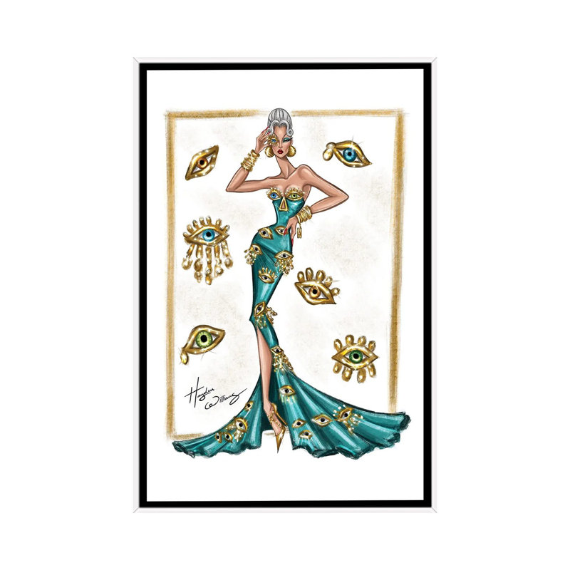 Tous les regards sur elle  , H 26 po x l 18 po, Impression sur toile flottante sans passe-partout, Blanc