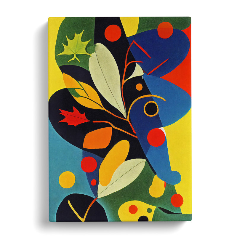 Colourful Abstract Leaves Art - Wrapped Canvas, 50cm H x 35cm W