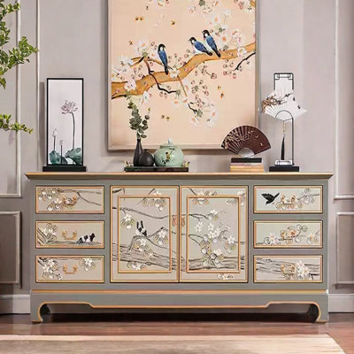 Hand-Painted Entryway Accent Cabinet Sideboard