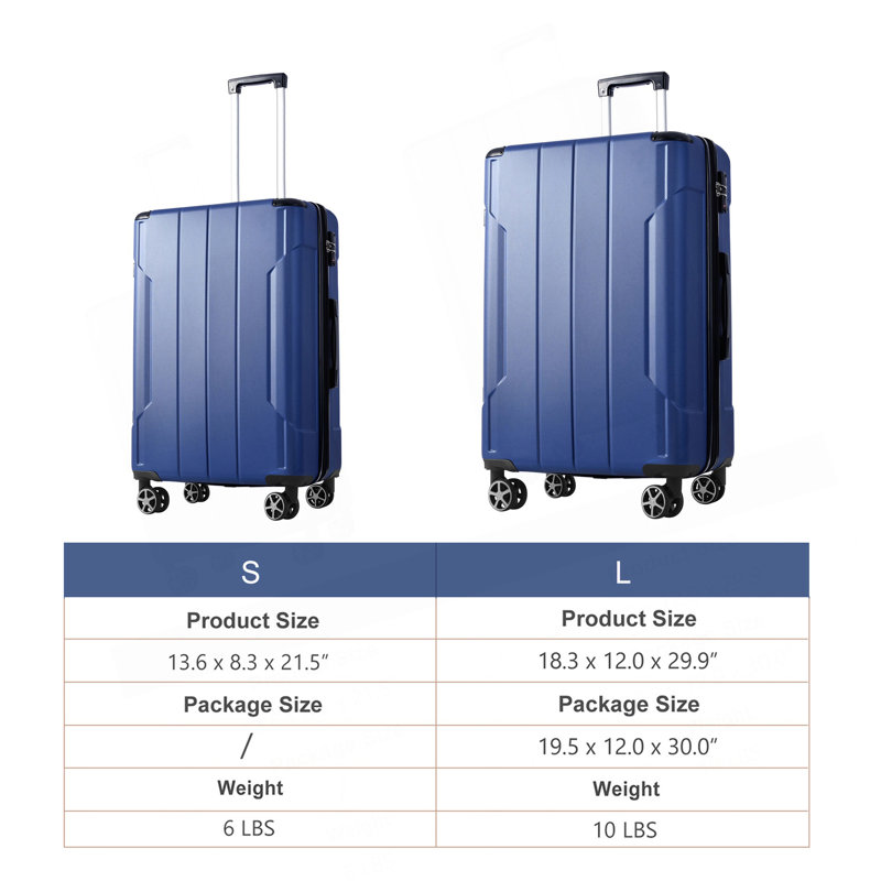 Hardshell ABS Luggage Sets 2 Piece Suitcase Set Expandable with TSA Lock Spinner Wheels for Men Women