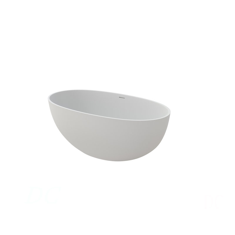 55" Premium Solid Surface Deep Soaking Bathtub, Matte White