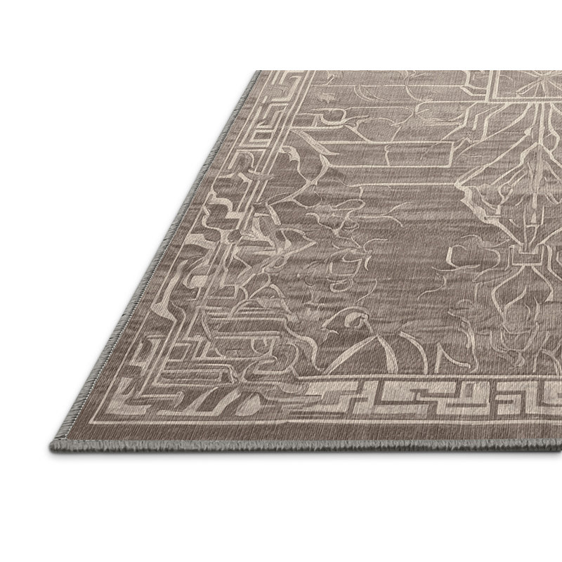 Machine Washable Gray Area Rug, Round 7'
