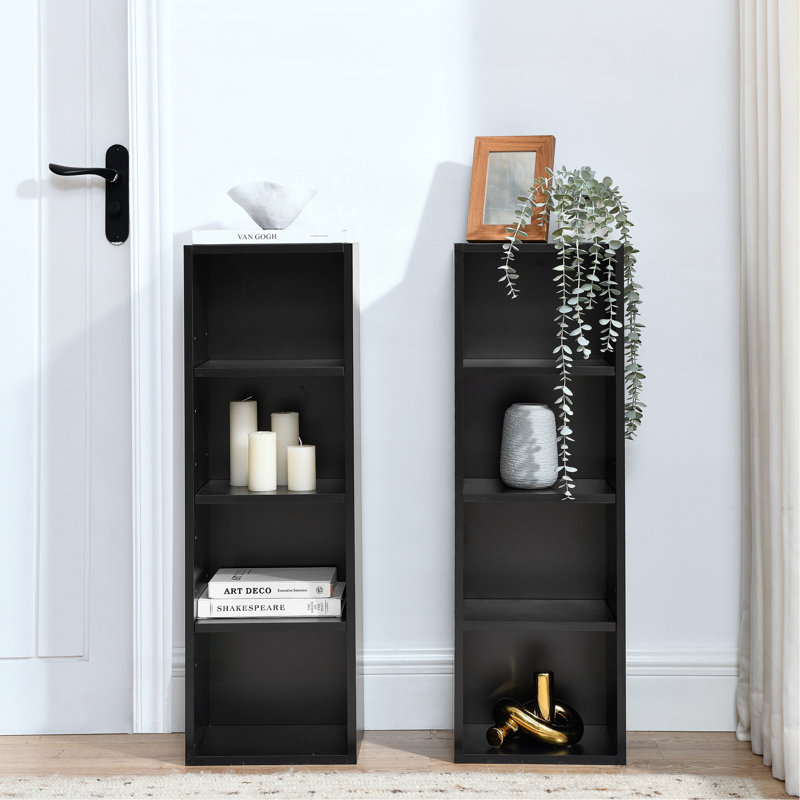 Étagère de rangement multimédia à 8 niveaux, armoire de rangement compacte CD DVD avec tablettes réglables, bibliothèque haute étroite pour le bureau à domicile, bibliothèque multifonctionnelle à deux étages