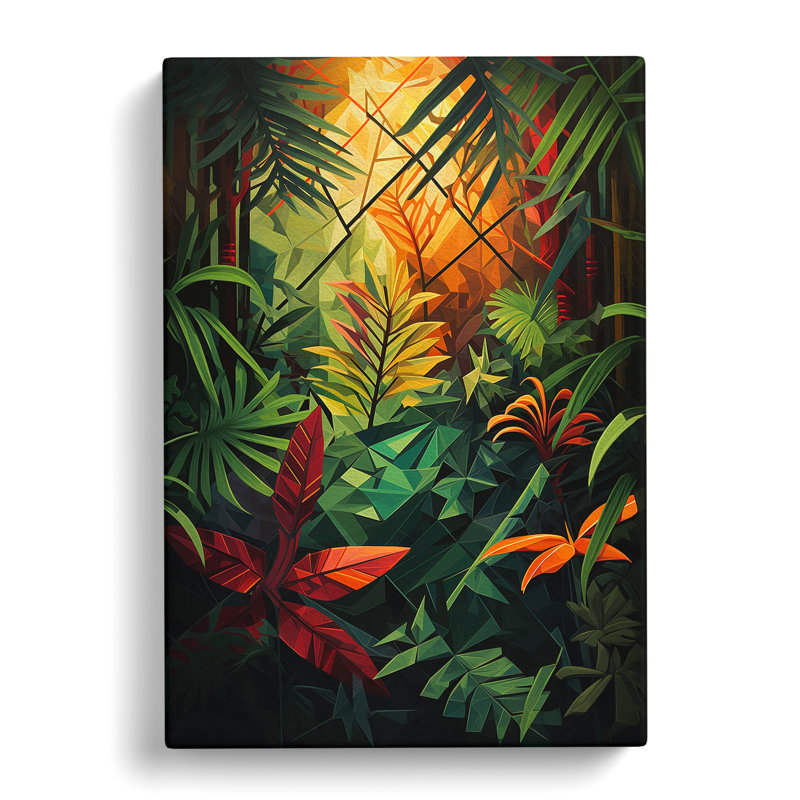 Jungle Geometric No.2 - Wrapped Canvas, 50cm H x 35cm W x 3cm D