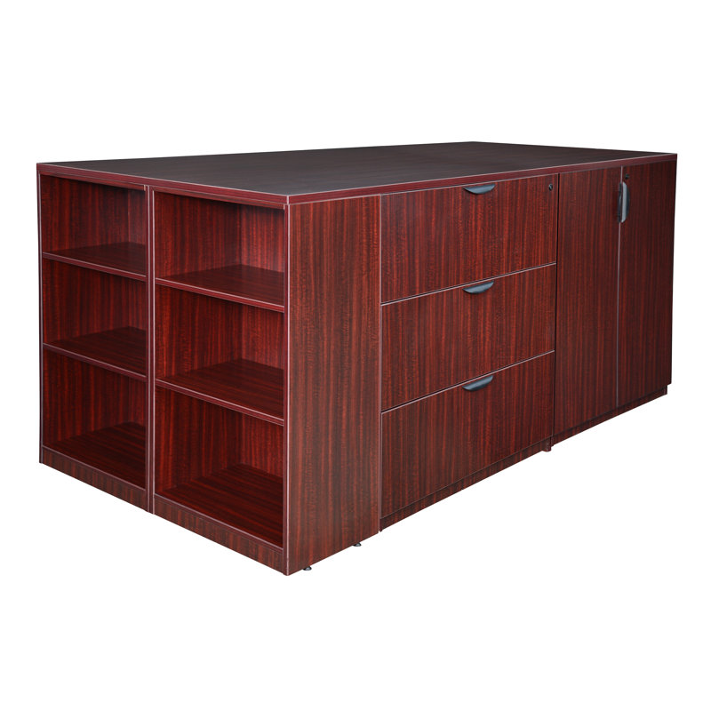 Nebih 3-Drawer 6-Shelf Open workstation, Mahogany