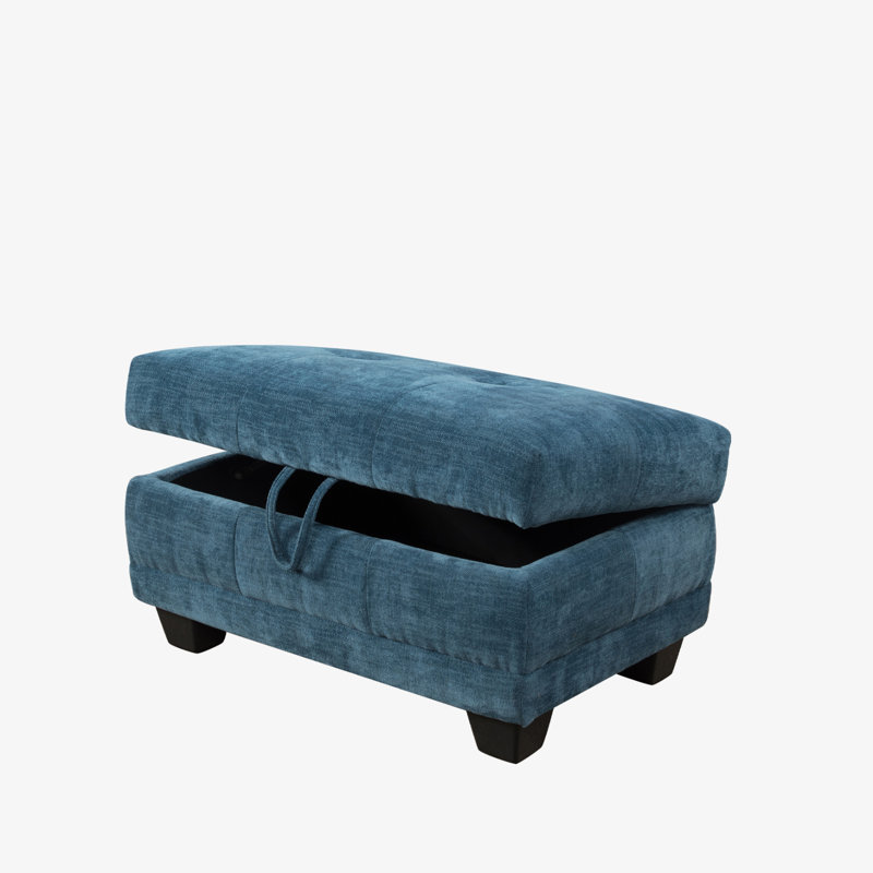 33-Inch Wide Linen Storage Ottoman, Blue