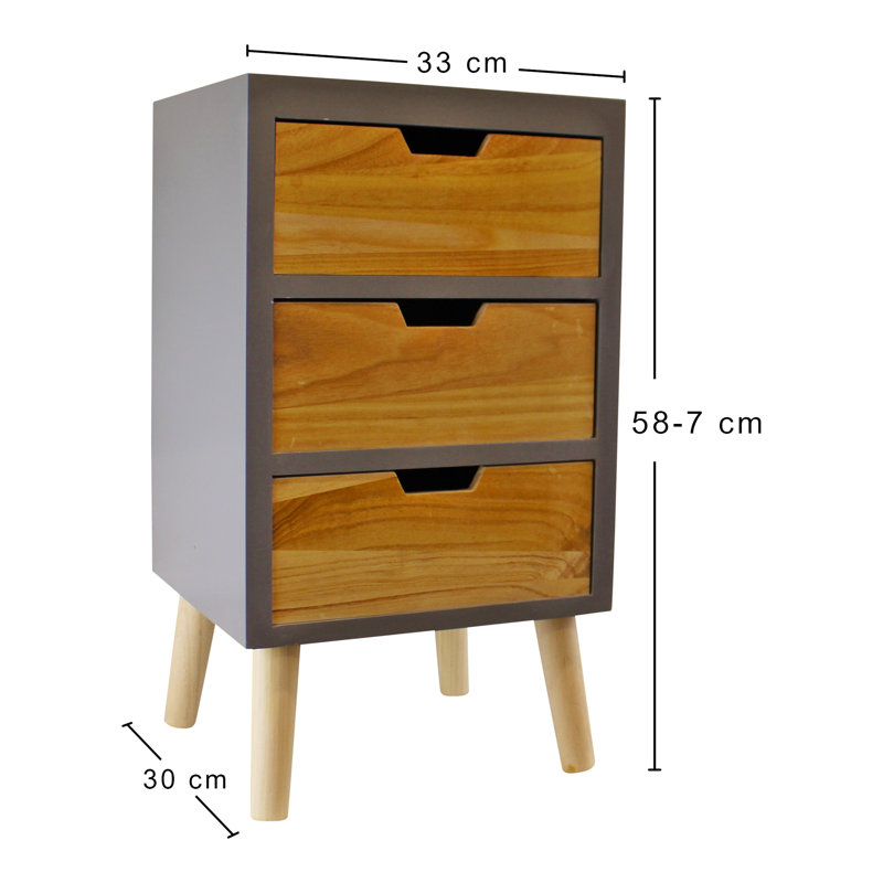 Ranier 33cm W 3 - Drawer Chest of Drawers