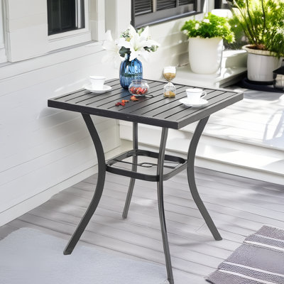 Arev Square Metal Outdoor Bar Table With Umbrella Hole , 31'' in. W 31'' in. D