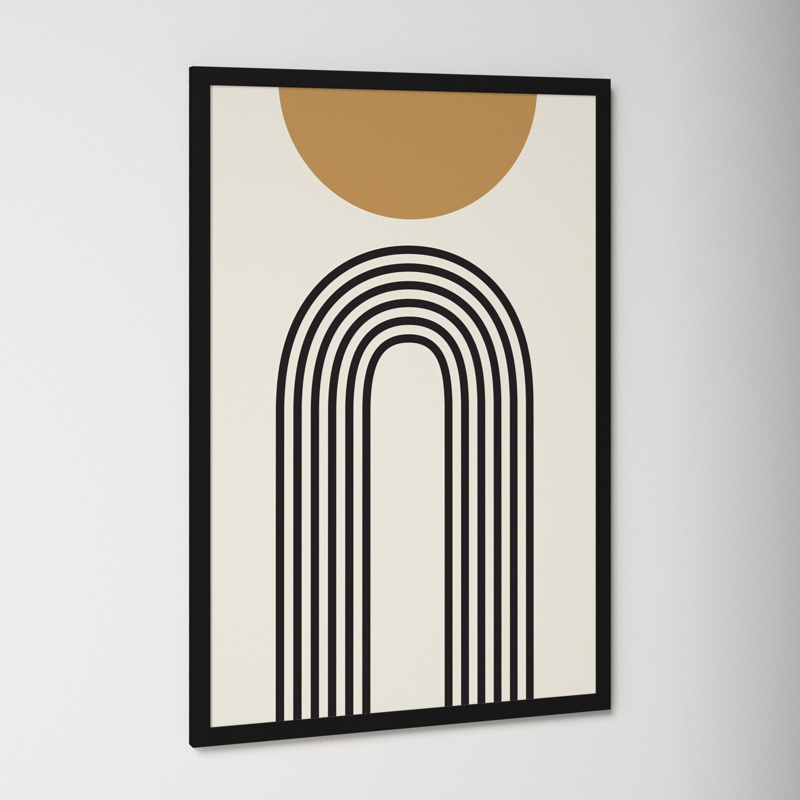 Retro Mountain Sunrise Print, Black, 34.25" H x 23.25" W x 0.88" D