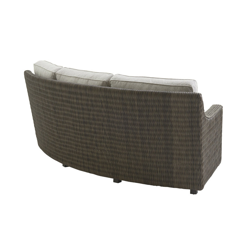 Cypress Point Ocean Terrace 88" Wide Outdoor Wicker Curved Patio Sofa with Sunbrella Cushions, Left face