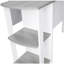 Bureau moderne en forme de L avec tablette latérale, gris