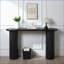 Table basse noire moderne de 56 po de largeur, conception cannelée peu encombrante pour le couloir du salon, facile à nettoyer