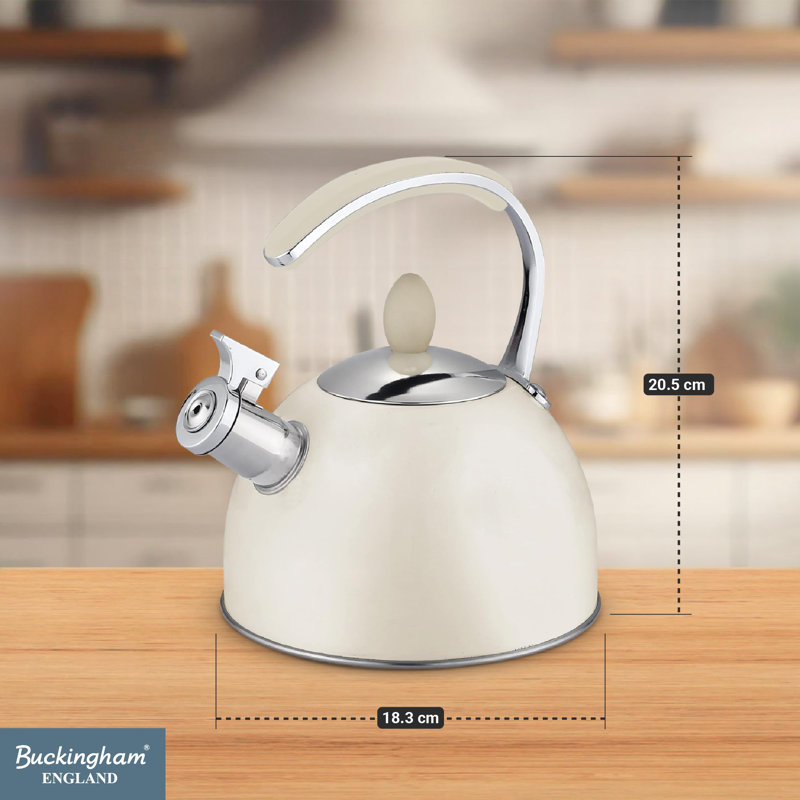 Buckingham Whistling Kettle Stovetop Stainless Steel, Induction Compatible 2 Litres