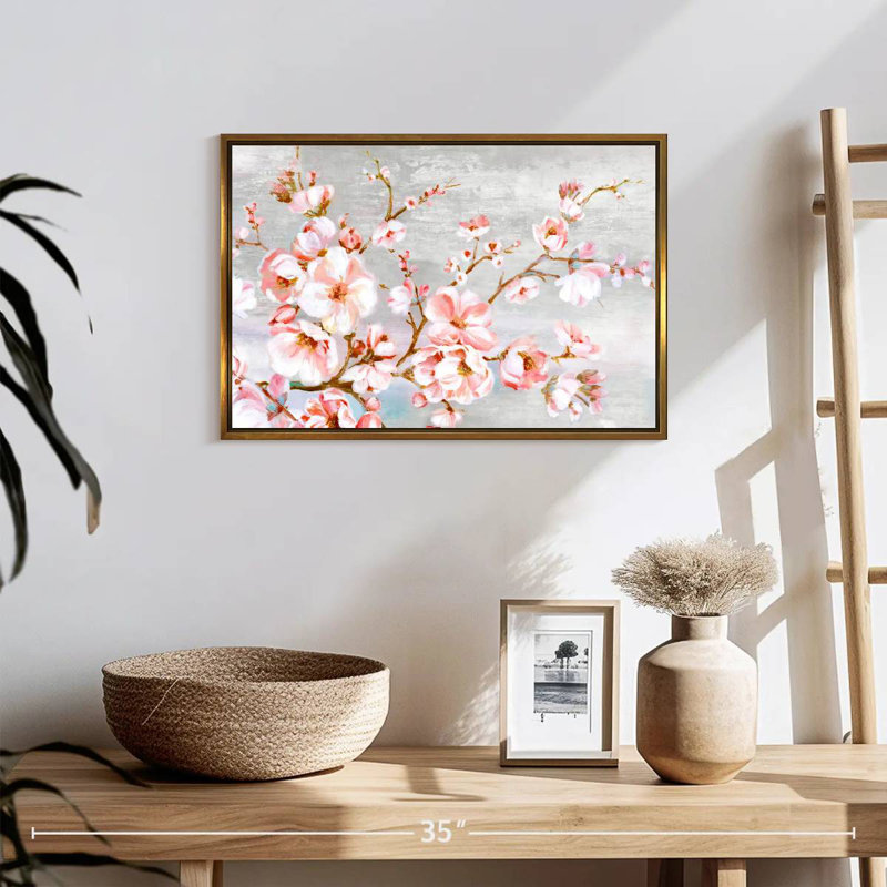 Spring Cherry Blossoms, 19" X 13", Floating Frame Gold