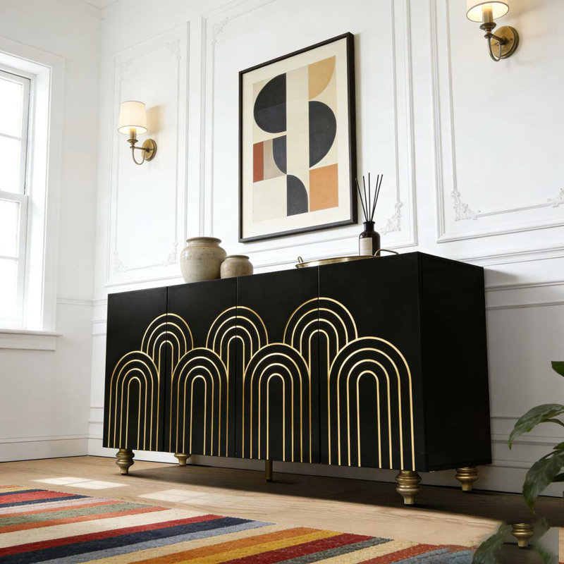 Buffet moderne à 4 portes avec tablettes réglables