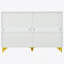 Six Drawers, Golden Straight Aluminum Handle, Golden Triangle Legs, White Locker