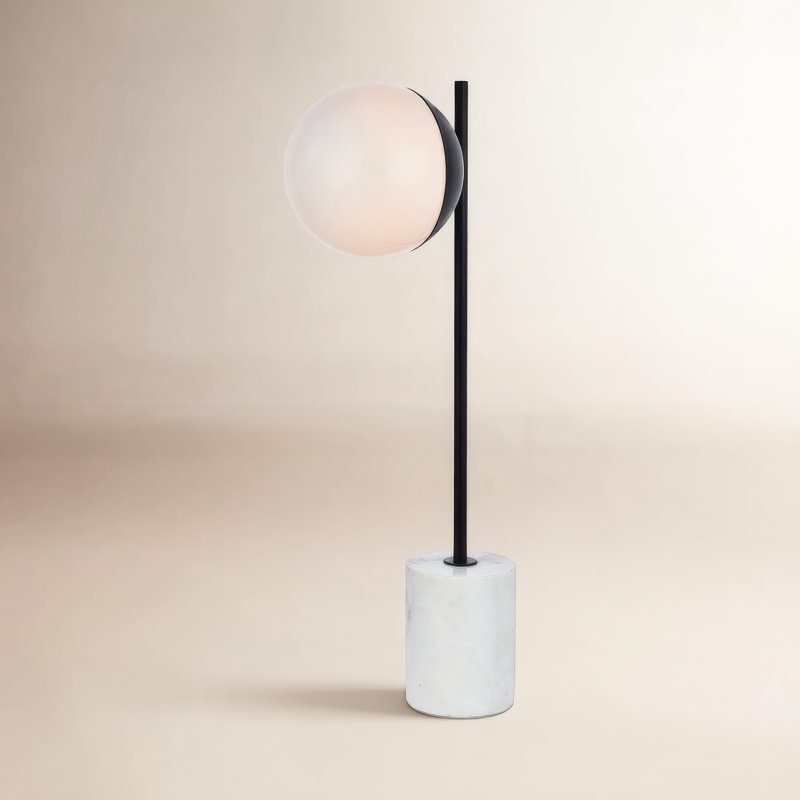 Lampe de table 22 po Yearby, Noir, Blanc givré