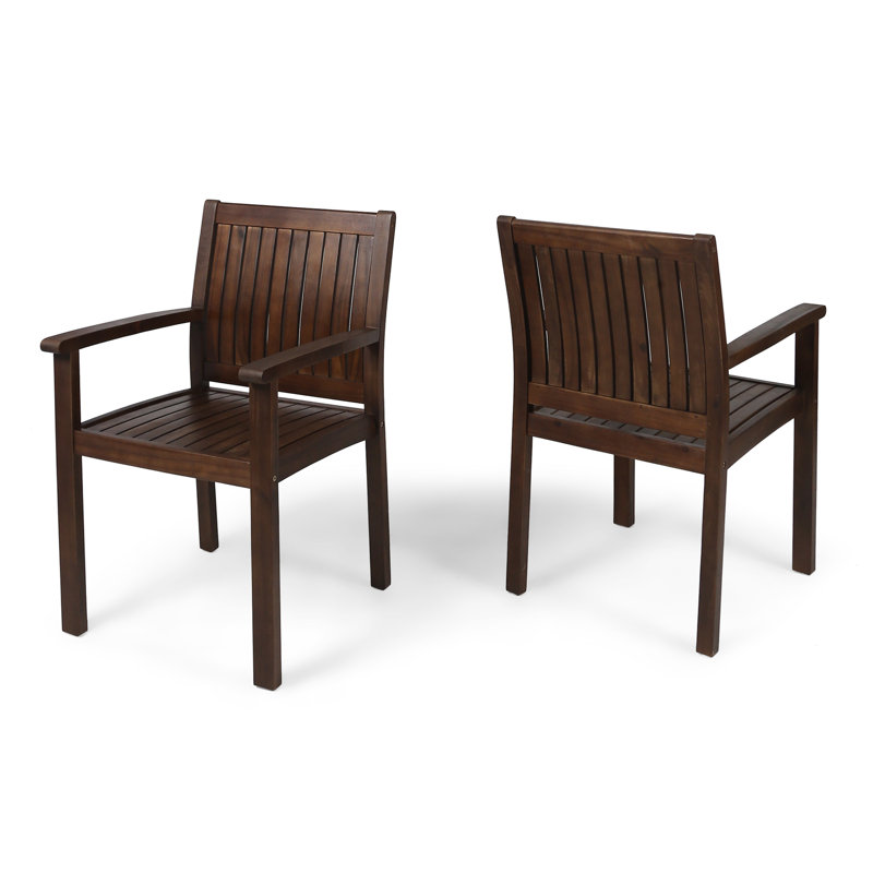 Chaise de patio en bois brun foncé (ensemble de 2)